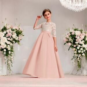 Flower Girl Dress Size 10 Ball Gown Princess Floor Length Junior Bridesmaid Pink